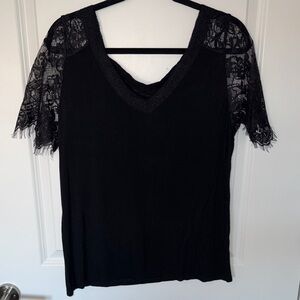 Black Lace Sleeve Top